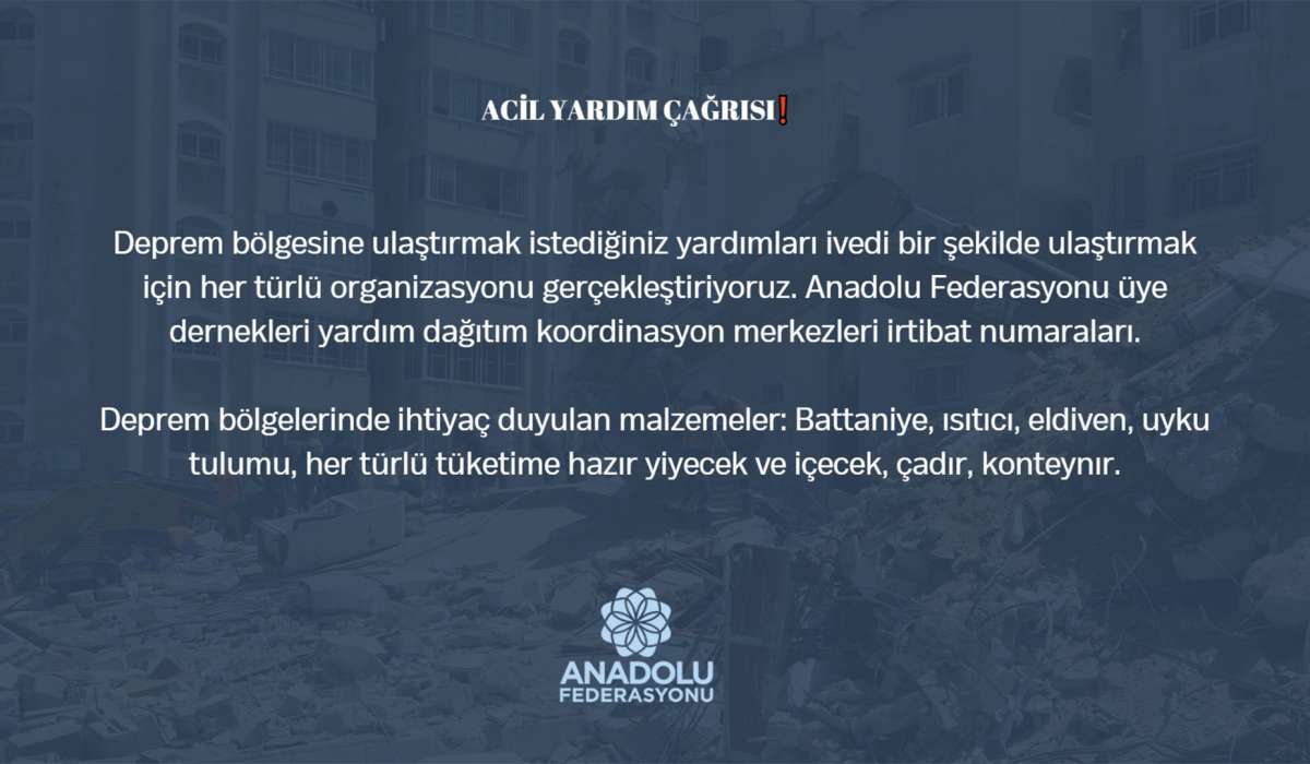 Anadolu Federasyonu Üye Dernekleri Yardım Dağıtım Koordinasyon Merkezleri